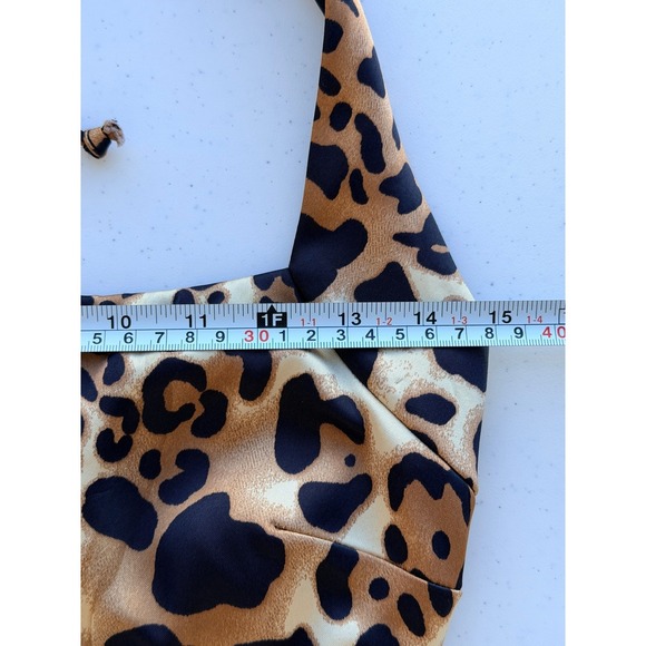 Caché Cheetah Leopard Print Halter Mini Dress Size 10 Y2K Mob Luxe Office Siren - Picture 8 of 9